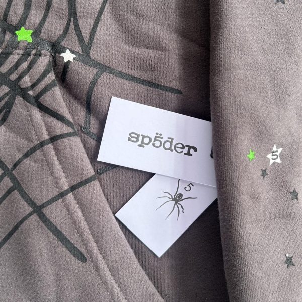 Spider Worldwide Men's Grey and Green Hoodie