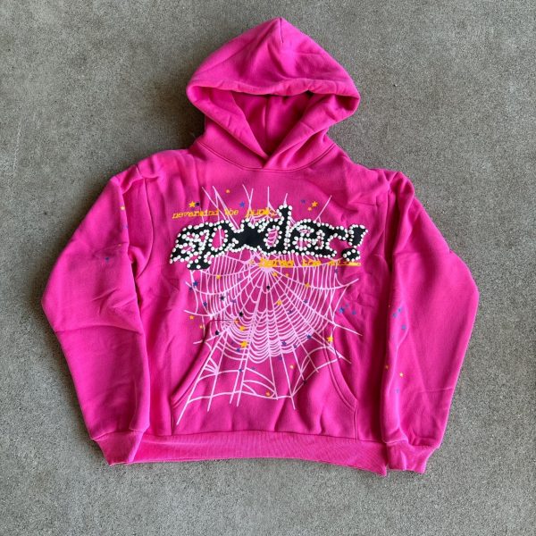 Spider Worldwide Men's Pink and Black Hoodie