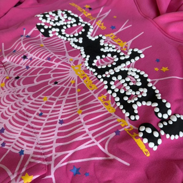 Spider Worldwide Men's Pink and Black Hoodie