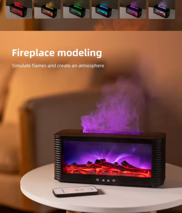Air Humidifier Flame Fireplace Aroma Essential Oil Difusel